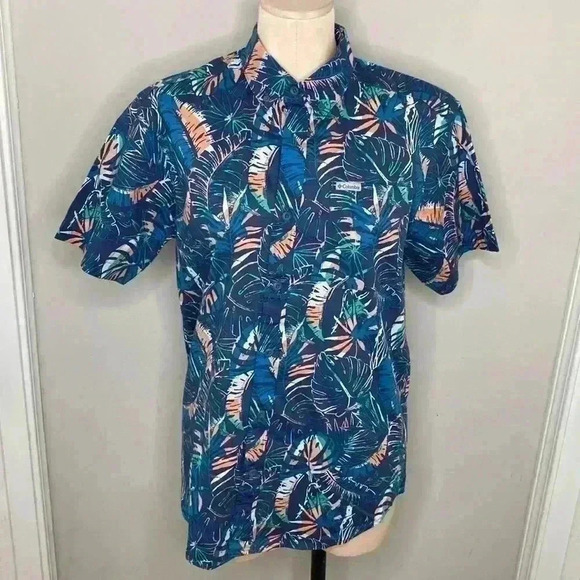 Columbia Men's Thistletown Hills Polo Dark Mountain King Palms Size Small - Picture 3 of 8